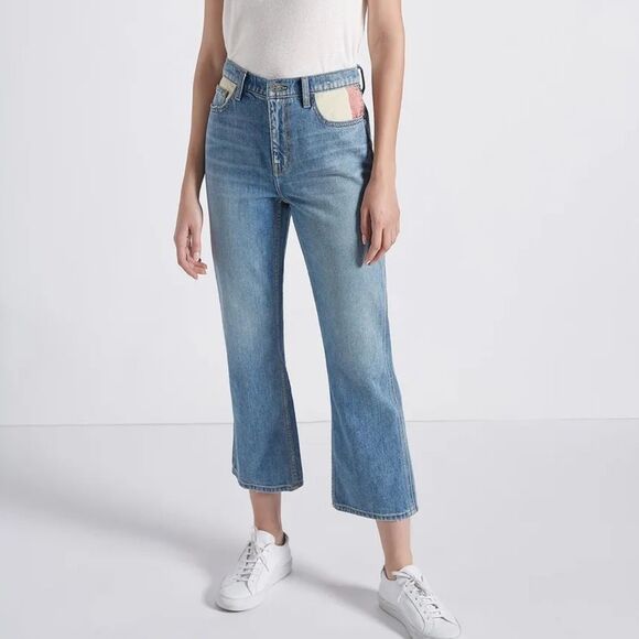 Current Elliot straight leg button patchwork jeans - Picture 3 of 9